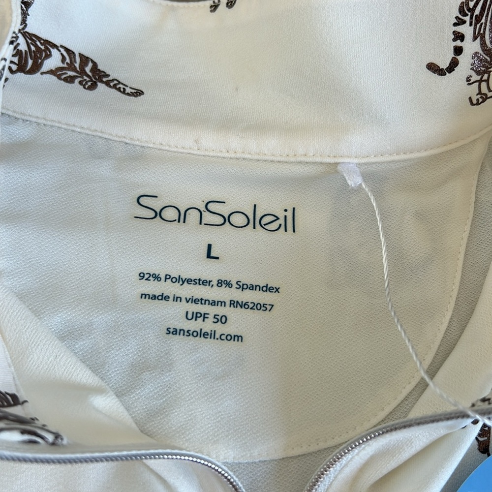 NWT SANSOLEIL SolShine Tiger Quarter Zip Long Sleeve Pullover L - Picture 7 of 12